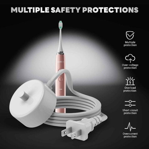 Charging Base Compatible with AquaSonic Ultra Whitening Black/Vibe Series Toothbrushes for Aqua Sonic Charging Electric Toothbrush Replacement Charger Dock Station Waterproof Power Adapter-White