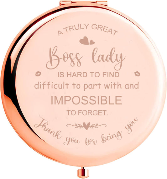 Soulpetals Boss Gifts for Women, Boss Birthday Gifts, Boss Day Gifts for Boss, Boss Appreciation Gifts, Going Away Gift for Boss, Boss Gifts Makeup Compact Mirror