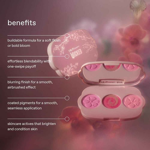 r.e.m. beauty by Ariana Grande Wicked: For Good | Cherry Blossom Blush Palette | Pink | Blendable, Creamy Formula Blurs and Perfects Skin | Blendable, Creamy Formula | 3 Shades