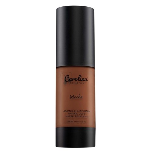 Carolina Cosmetics - Plant-Based Foundation in Mocha Shade - Hydrating, Pore-Minimizing & Buildable Coverage - Vegan, Non-GMO, Gluten-Free, Paraben-Free- Sun Protection - 1Fl Oz