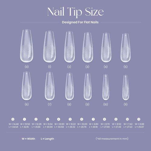 Five Angeles Tipex Instant Apex Gel Nail Tips Kit – 500pcs Pre-Etched Sculpted Long Coffin Acrylic Nail Tips, Thicker Full Cover Press-On Nails for Flat Nails, 30g/1.06oz UV Nail Glue Included
