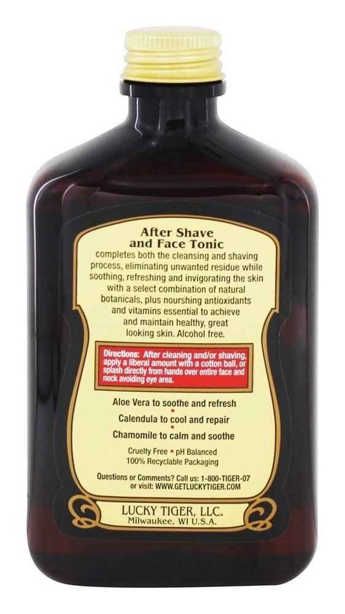 Lucky Tiger After Shave and Face Tonic | 8 fl oz | Soothe & Refresh with Aloe Vera, Calendula & Chamomile | Cooling Aftershave Lotion for Men | Paraben-Free, Alcohol-Free, Natural Botanical Formula