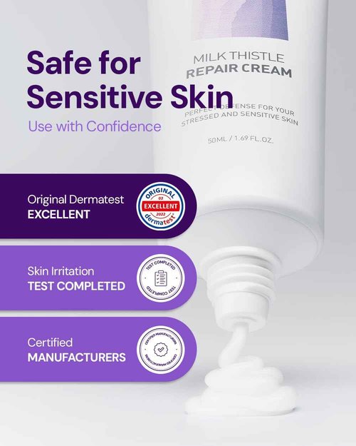 BANOBAGI Milk Thistle Repair Cream - Skin Barrier Repair Face Cream with Hyaluronic Acid & Panthenol | Non-Comedogenic Face Moisturizer for Sensitive Skin | Korean Skin Care | Fragrance Free | 1.69oz