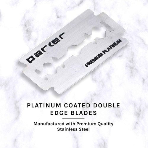 Parker 56R Heavyweight Double Edge Safety Razor with 5 Parker Premium Platinum Stainless Steel Razor Blades – Classic 3 Piece Design (Graphite)