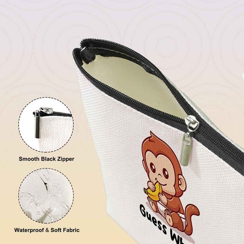 Funny Cute Makeup Bag Monkey Gifts for Girls Monkey Supplies Accessories Cosmetic Bag for Women Girls Daughter Animal Lovers Sister Best Friends Pet Coworker Graduation Mothers Day Christmas Birthday
