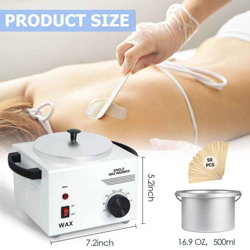 Wax Warmer Kit For Hair Removal, Professional Waxing Kit with 50pcs Waxing Sticks Single Wax Warmer Electric Heater For Women & Men, Facial Skin Body SPA Salon Equipment