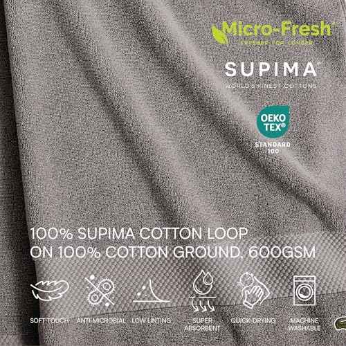 Lacoste Heritage Supima Cotton 6-Piece Towel Set, 2 Bath Towels, 2 Hand Towels, 2 Washcloths, Meteorite ? Highly Absorbent & Quick Drying, Bathroom Essential, Machine Washable