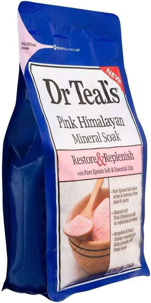 Dr Teals Pink Himalayan Bath Variety Gift Set (2 Pack, 82oz Total) - 34oz Foaming Bath, 48oz Bath Soak - Restore & Replenish Formula - Essential Oils Blended with Pure Epsom Salt - Ease Aches & Stress