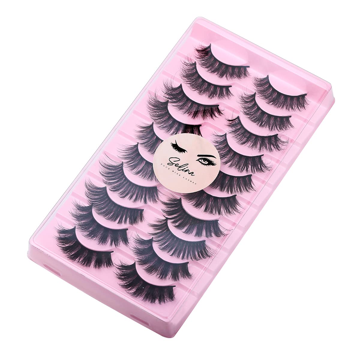 Selina Lashes Faux Mink Fluffy Wispy False Eyelashes 25mm 3D Dramatic Faux Mink Eyelashes D Curl Long Fake Lashes