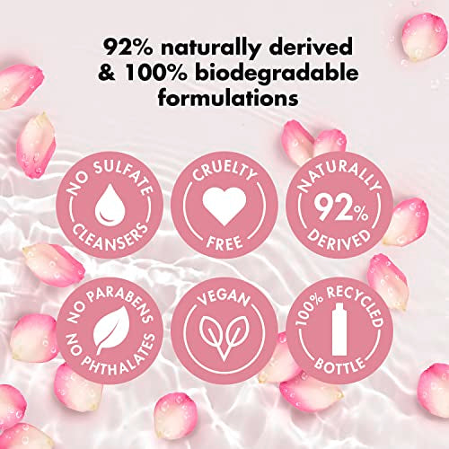 Love Beauty and Planet Plant-Based Body Wash Nourish and Illuminate Skin Rose Water and Niacinamide Made with Plant-Based Cleansers and Skin Care Ingredients, 100% Biodegradable 20 fl oz