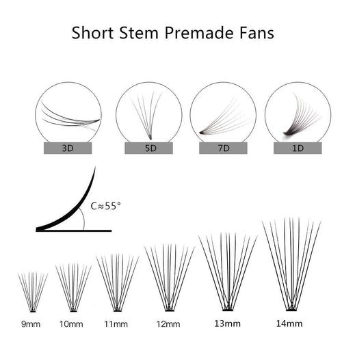 1000Fans Premade Fans Eyelashes Loose Lashes Premade 3D Fan/C-Curl/Thickness 0.07 mm/Eyelash Extension Volume Lash Fans (1000Fans, 14)