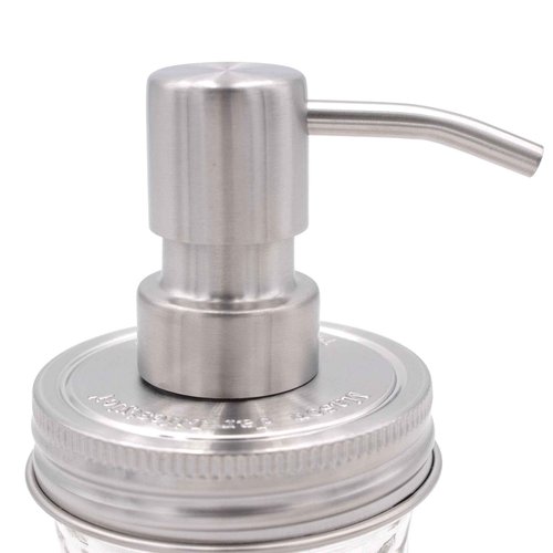 Mason Jar Soap/Lotion Pump Kit Satin/Brushed Nickel Finish Stainless Steel Adapter Lid by Mason Jar Lifestyle (Regular Mouth, #5)