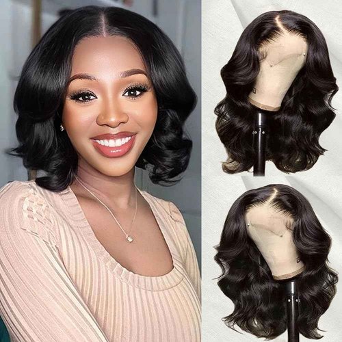 Qmaple Bob Wig Human Hair 13x4 Body Wave Lace Front Wigs Human Hair Short Bob Wigs for Women (8 Inch)
