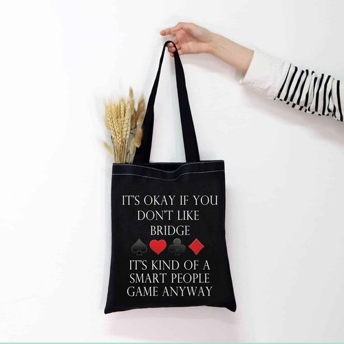 MNIGIU Bridge Canvas Tote Bag - Bridge Lover's Gift Bag - Black