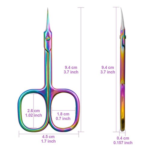 ANRUI Cuticle Scissors Extra Fine Curved Blade, Professional Manicure Scissors, Multi-purpose Stainless Steel Small Scissors With Pointed Tip Beauty Grooming Kit for Eyebrow, Eyelash, Dry Skin