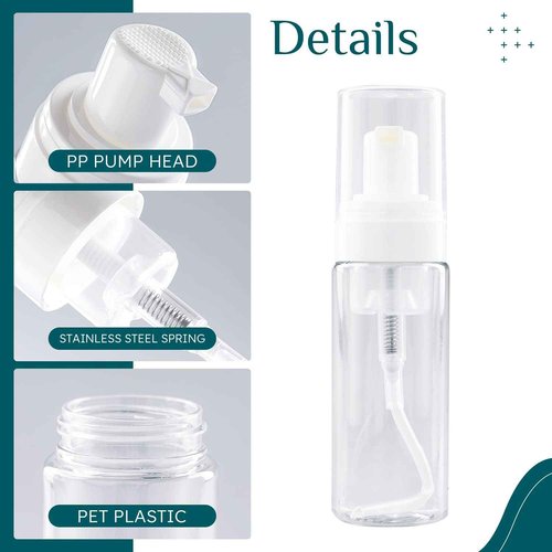 RAYNAG 2 Pack Foam Pump Bottles, Mini Travel Size Foaming Soap Dispenser Clear Plastic Pump Bottle, 50 ml/1.7 oz