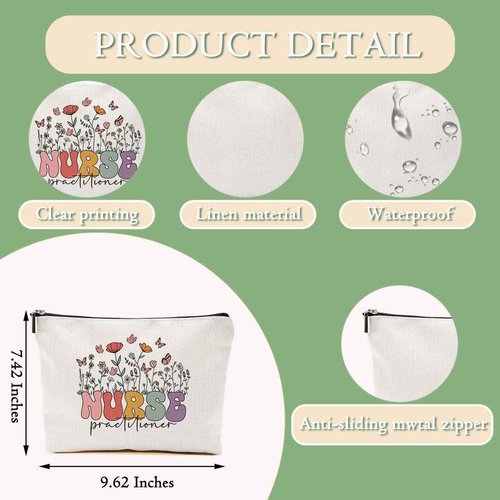 MQBMQB Nurse Practitioner Gifts for women Makeup Bag Nursing Cosmetic Bag Accessories Appreciation Gifts for Women Nurses Coworkers Graduation Birthday Survival Kit Makeup Travel pouch