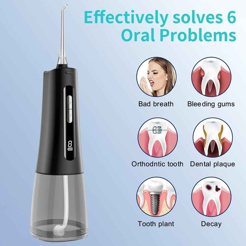 Water Dental Flosser for Teeth, Portable Cordless Oral Irrigator with 4 Modes 9 Intensities, Rechargeable IPX7 Waterproof Water Flosser, Travel Water Dental Picks for Cleaning