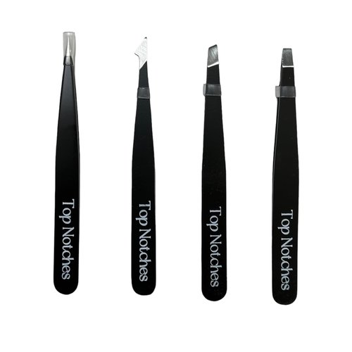 Top Notches Tweezer Set - High Grade Tweezers For Women And Men, Perfect For Eyebrows Facial Hair Ingrown Hair And Splinter Removal