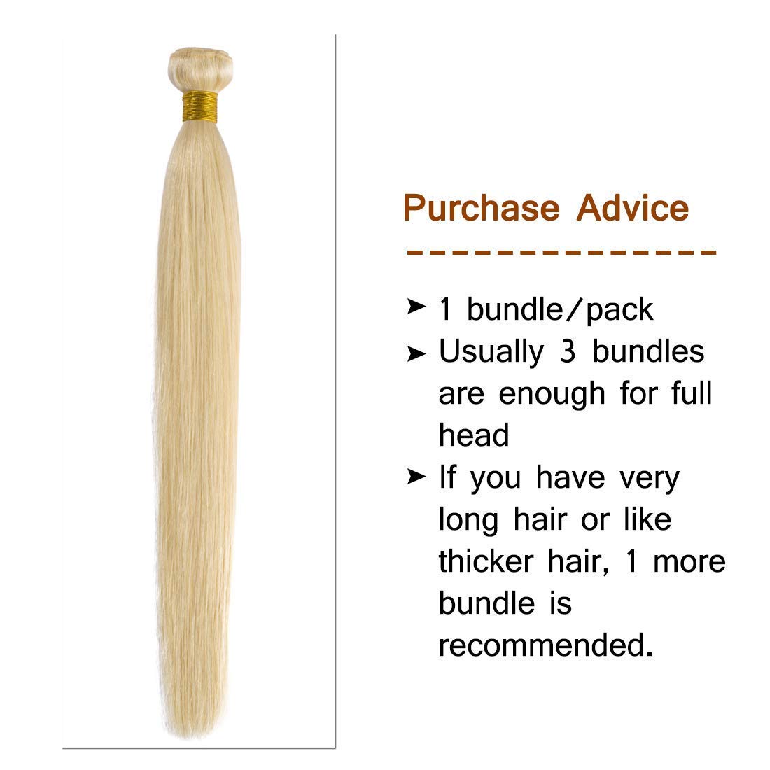 Msthoo 613 Brazilian Virgin Hair Bundles Blonde Silky Straight Human Hair Extensions Replacement Bundle for Women 24 inches