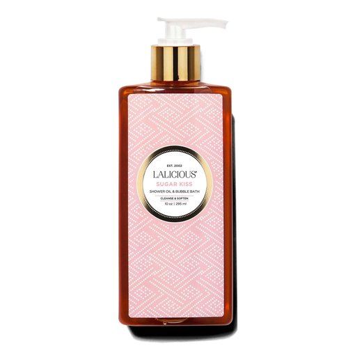 LALICIOUS Sugar Kiss Shower Oil & Bubble Bath - Natural Shower Cleanser with Topical Probiotics & Grapeseed Oil - Bath Soap Product for Shower, Bath & Shaving, No Parabens (10oz)