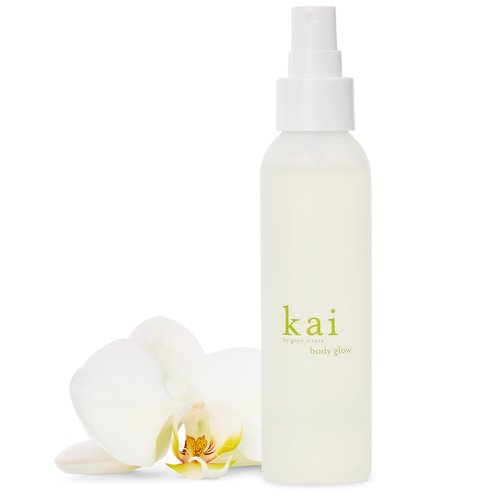 kai body glow, 4 Fl Oz, dry body oil with jojoba, chamomile, cucumber extracts, moisturizes and leaves a radiant glow with a fresh + clean fragrance, vegan, cruelty free, made in the usa