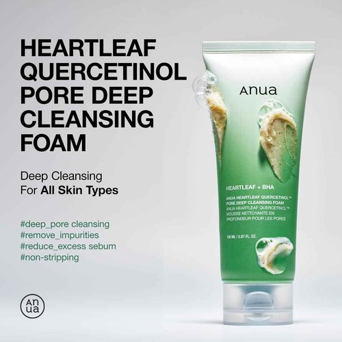 ANUA Mild Double Cleanser Duo for Facial wash : Heartleaf Pore Control Cleansing Oil Mild & Heartleaf Quercetinol Pore Deep Face Wash for Double Cleansing, Blackhead Remover, Korean Skincare