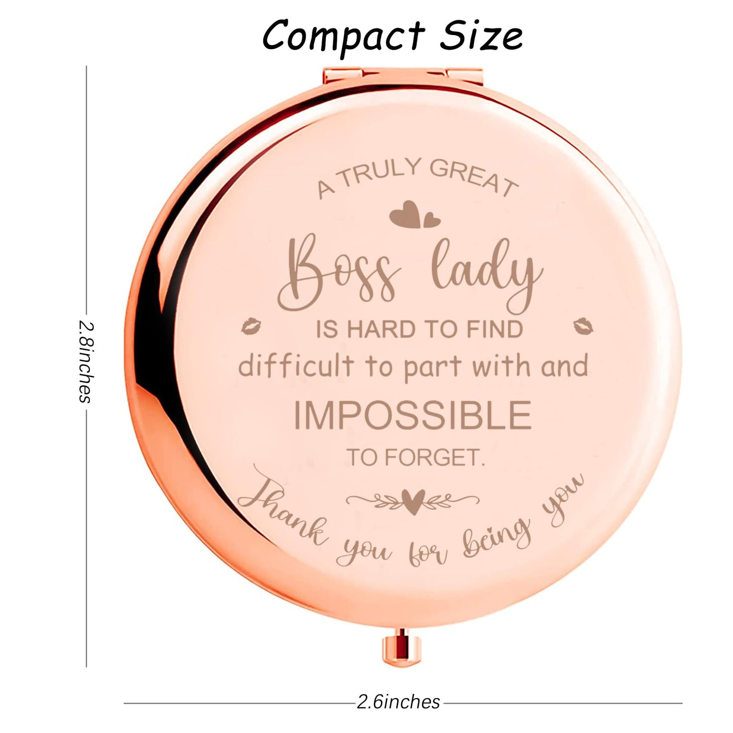 Soulpetals Boss Gifts for Women, Boss Birthday Gifts, Boss Day Gifts for Boss, Boss Appreciation Gifts, Going Away Gift for Boss, Boss Gifts Makeup Compact Mirror