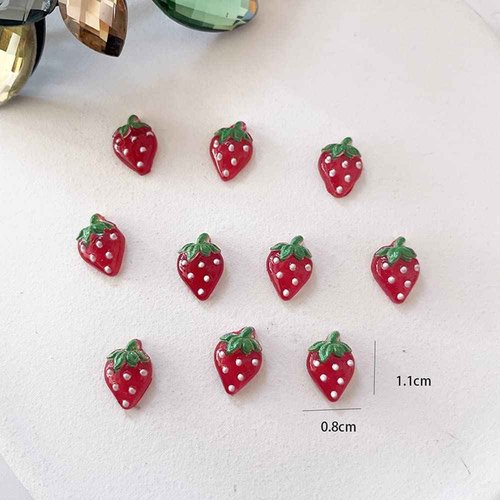50pcs Nail Charms Accessories Cute Strawberry for Spring Summer Season Manicure Decoration Kawaii Nail Rhinestones Fruit Gems Charms Shoes