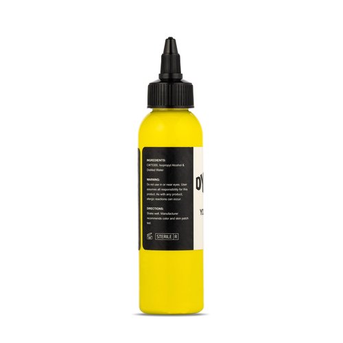 Dynamic Color Co Lemon Yellow Tattoo Ink (4oz Bottle): Vibrant, Sterilized, Vegan & USA-Made Since 1990 – Trusted by Artists Worldwide