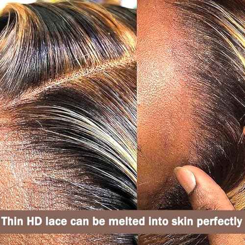 Honey Blonde 13x6 Deep Wave Lace Front Wigs Human Hair 22 inch 4/27 Highlight Ombre Deep Wave HD Transparent Lace Front Wigs Pre Plucked 200% Density Wet And Wavy Curly Lace Frontal Wig for Women