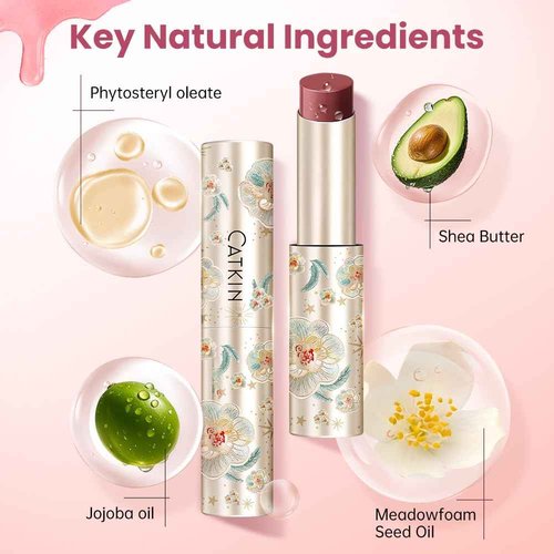 CATKIN Glossy Lip Balm 3pcs Gift Set, Ultra Hydating Glow Lip Tinted Jelly Plump Melting Balm Shea Butter Repair Soothing For Dry Lips Dewy Finished 0.12 oz 01