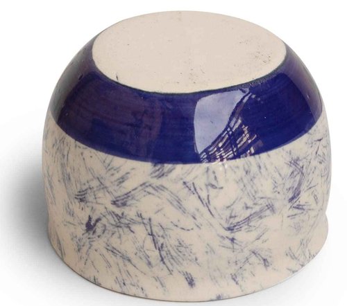 ETROVES Ceramic Shaving Bowl | Scuttle Leather Bowl for Men, Easy Leather Soap Bowl, 4 Inch, White Blue