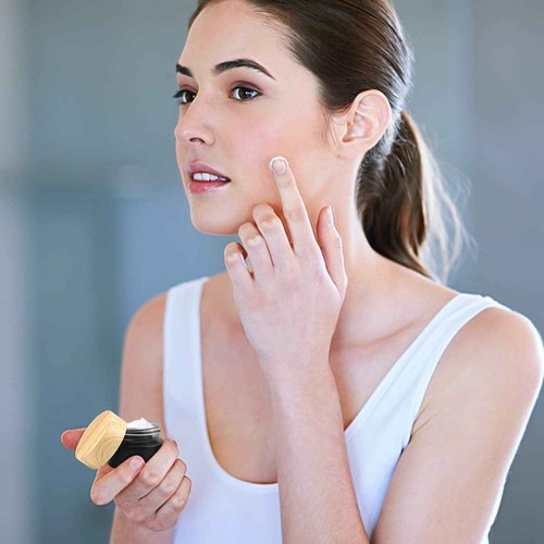 BOSMIOW 12 Pcs 5g Black Frosted Glass Jar Cosmetic Cream Jar Empty Refillable Sample Jars Travel Makeup Container Pot Jar For Cosmetic, Lotion, Cream