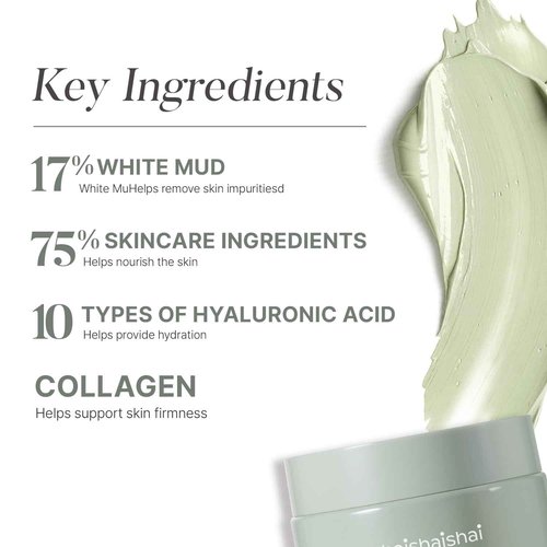 shaishaishai ALOE PDRN Cooling Mud Face Mask, Vegan Collagen Cream Clay Mask with Kaolin & Bentonite, Hydrating & Pore Care, Instant Cooling, Korean Skincare, 3.38 Fl Oz