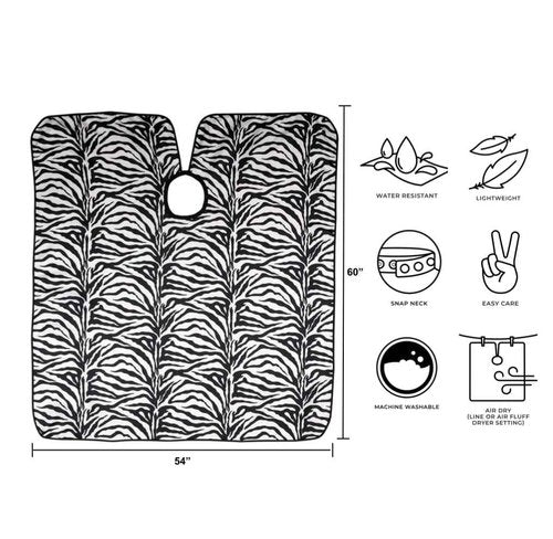 Cricket Zebra Hair Cutting Cape for Adults Professional Stylist Salon Barbershop Hairdresser Cape for Haircuts with Adjustable Snap Neck Closure