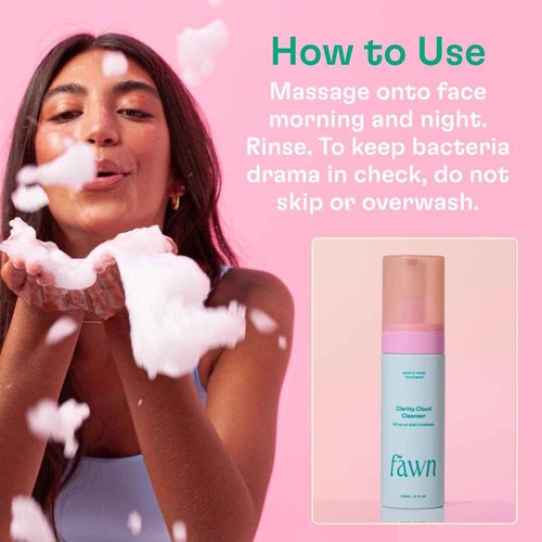 Fawn Clarity Cloud Cleanser, Facial Cleanser with Glycolic Acid and Tea Tree Oil for Teen and Young Skin, Derm-formulated and Vegan, 5 Fl Oz