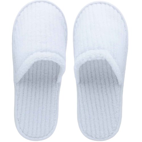 Zentriqlla 20 Pairs White Disposable Slippers, SPA Hotel Slipper for Women and Men, Closed Toe Soft Coral Fleece Slippers for Guests, Non-Slip Slipper for Travel Home Salon