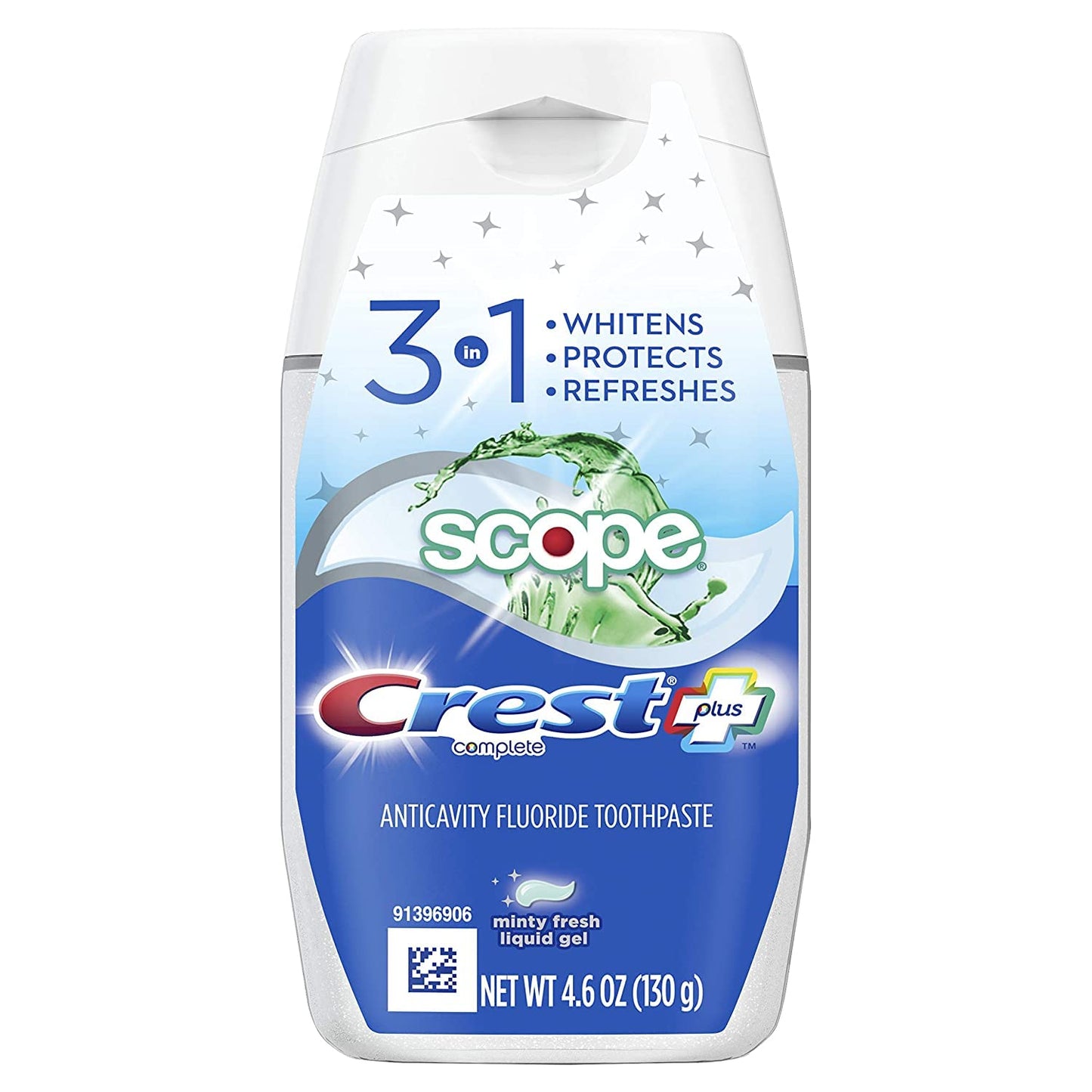 Crest Complete Tartar Control Whitening Plus Scope Liquid Gel Toothpaste, Minty Fresh 4.6 oz, 6 Count