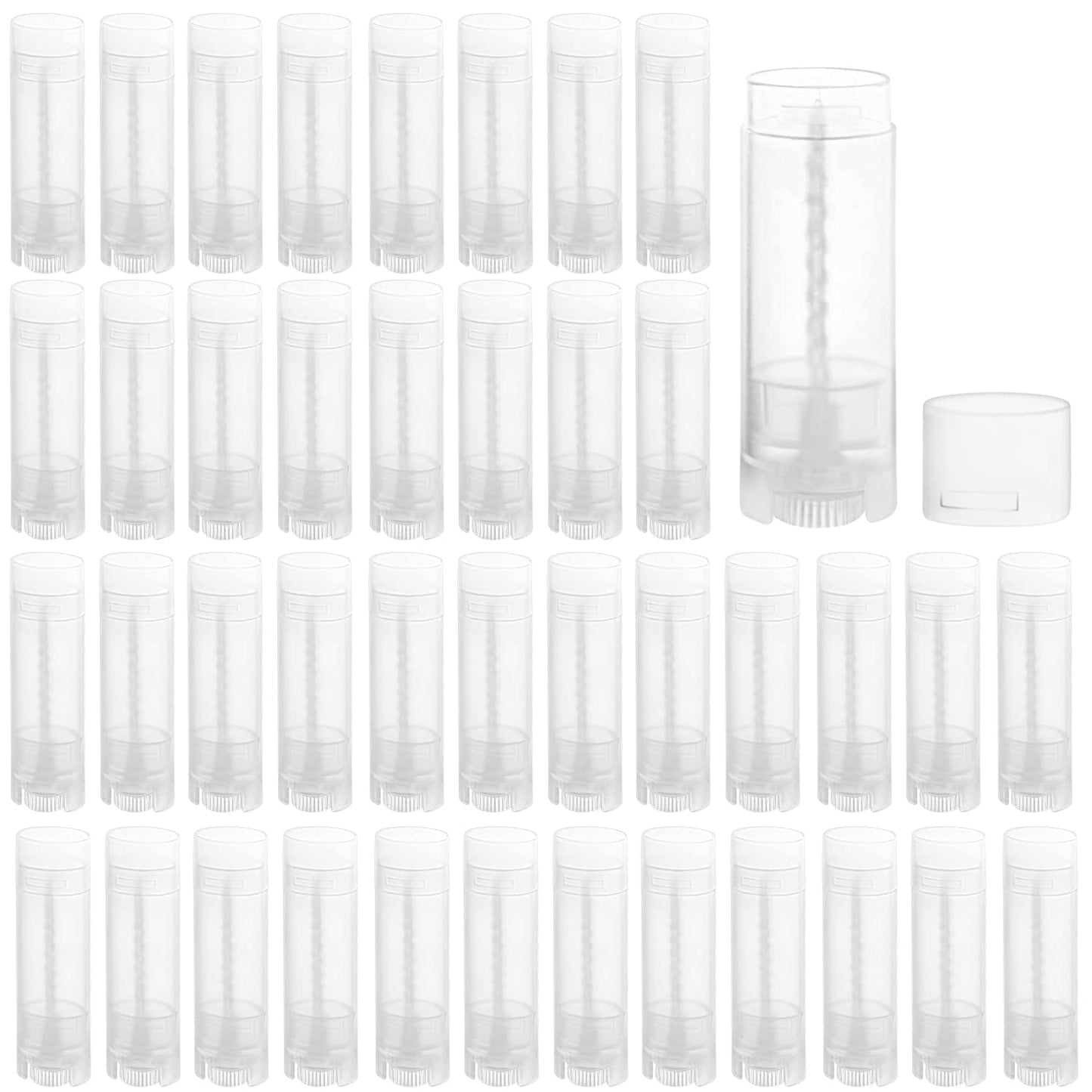 40 PCS 4.5g Oval Lip Balm Tubes Plastic Twist-up Filling Stick Refillable Lipstick Tube Containers for Chapstick Homemade Lip Balm DIY Deodorants Crayon (Clear)