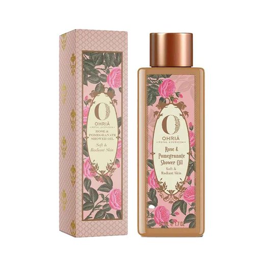 Ohria Ayurveda Rose & Pomegranate Shower Oil For Soft & Radiant Skin, 50ml