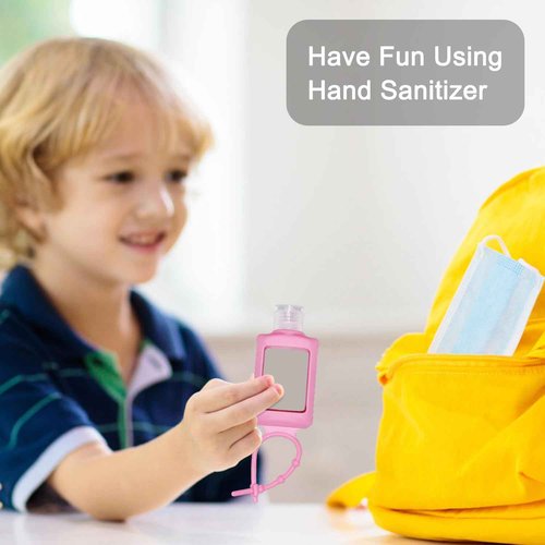 JRINYE 4 Pack Travel Size Bottles with Silicone Keychain Empty Hand Sanitizer Holder Refillable Squeeze Containers Leakproof Flip Cap Plastic Bottles Travel Essentials for Backpack (60ml / 2oz)