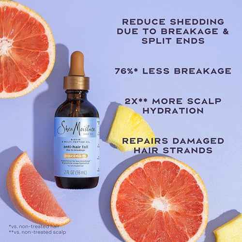 SheaMoisture Scalp & Hair Oil Anti-Hair Fall for Healthy Looking Hair and Moisturized Scalp, with Biotin & Multi-Peptide ScalpBoost Technology, 2 oz