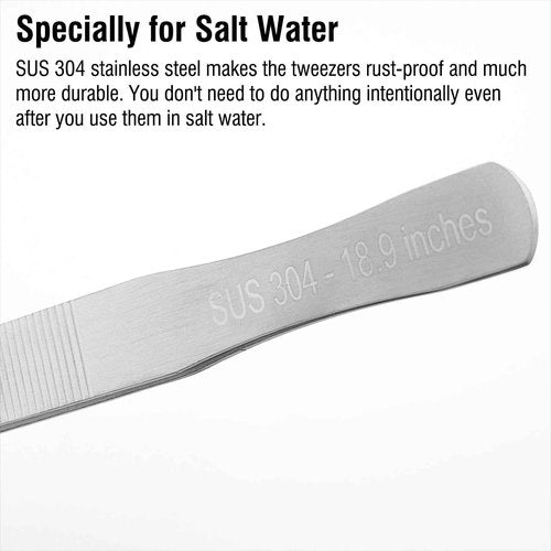 Dxobay 2Pcs 18.9 inch Extra Long Tweezers for Salt & Fresh Water, Heavy Duty Reptile Feeding Tongs for Aquarium & Terrarium, Large Metal Snake Feeding Tongs, SUS 304 Stainless Steel Tweezers