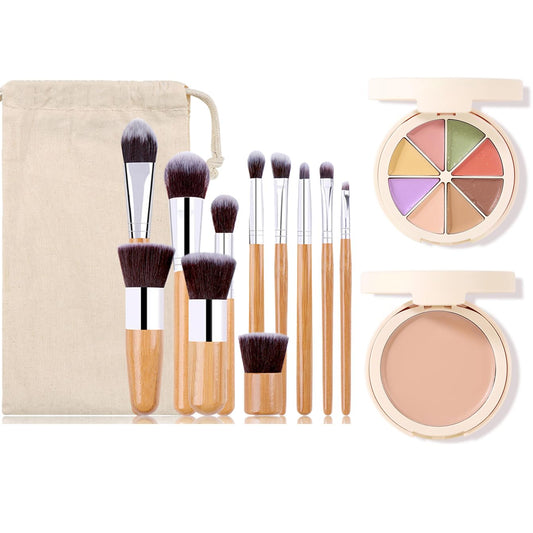 Professional Makeup Cream Contour Palette, Joyeee 8 Colours Concearler Full Coverage & Makeup Brush Set Contour Concearler Palette Contouring Face Make Up Gift for Women Girls