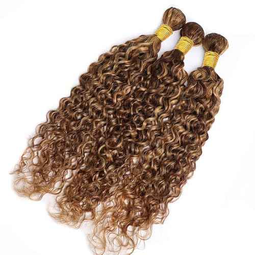 P427 Highlight Blonde Bundles Human Hair Brown Water Wave 3 Bundles 32 32 32 Inch Unprocessed Brazilian Virgin Remy Honey Blonde Water Wave Bundle Human Hair Extensions