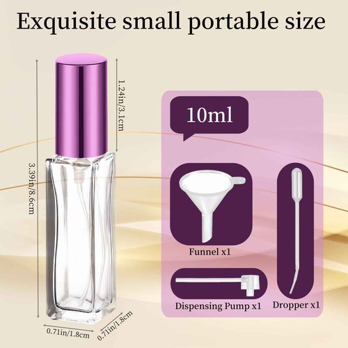 SWJLR 6 Pcs 10ML Perfume Travel Refillable, Portable Perfume Atomizer, Cologne Travel Bottle, Travel Size Perfume Bottle Empty