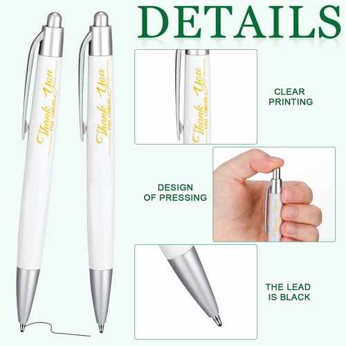 Heigble 50 Set Wedding Thank You Gifts, Thank You Lip Balm Bulk Retractable Ballpoint Pen Appreciation Card Organza Drawstring Gift Bag Bridal Shower Gift for Guest Wedding Party(Eucalyptus Leaf)