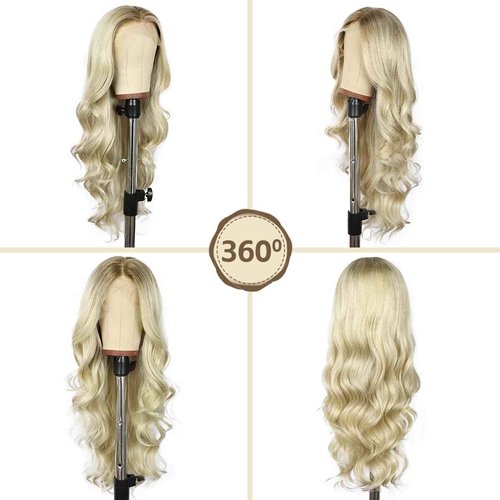 BABEHERS Blonde Lace Front Wig for Women 13x4 Body Wave Synthetic Wig Omber Pre-plucked Long Wavy 150% Density Natural Heat Resistant Hair Daily Use 26 Inch