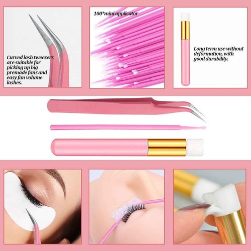 DNSGOOR DIY Lash Extension Kit 630Pcs 10-18mm D Curl Lashes Clusters with Lash Bond and Seal Glue Remover Lash Shampoo Cleansing Brush Headband Wristband Tweezers Eyelash Brush Applicator